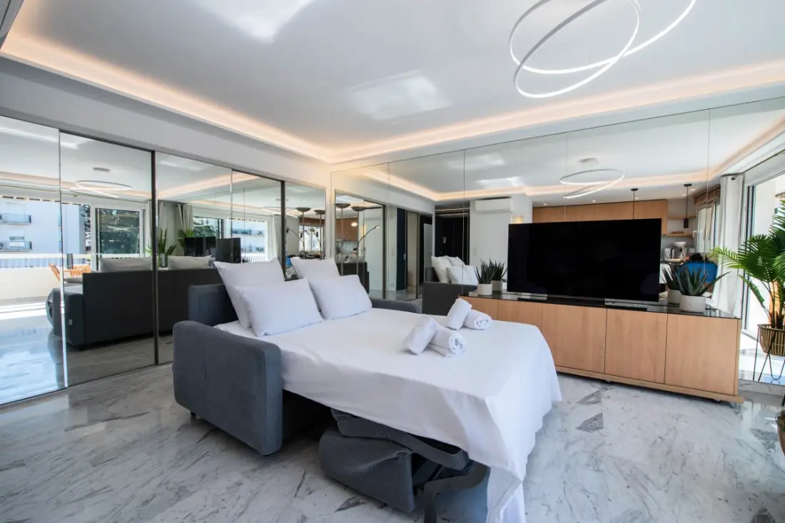 Residence Grand 2p felújított terasz szív Cannes