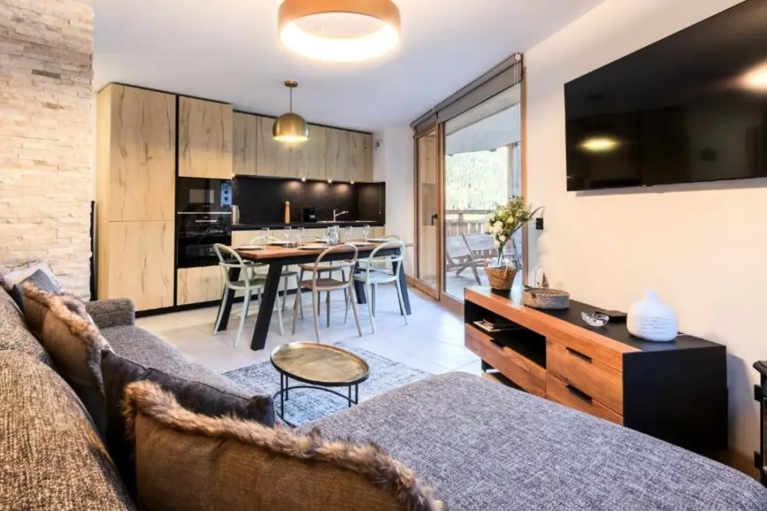 Modern Aux Houches appt - Balcony + Parkolás