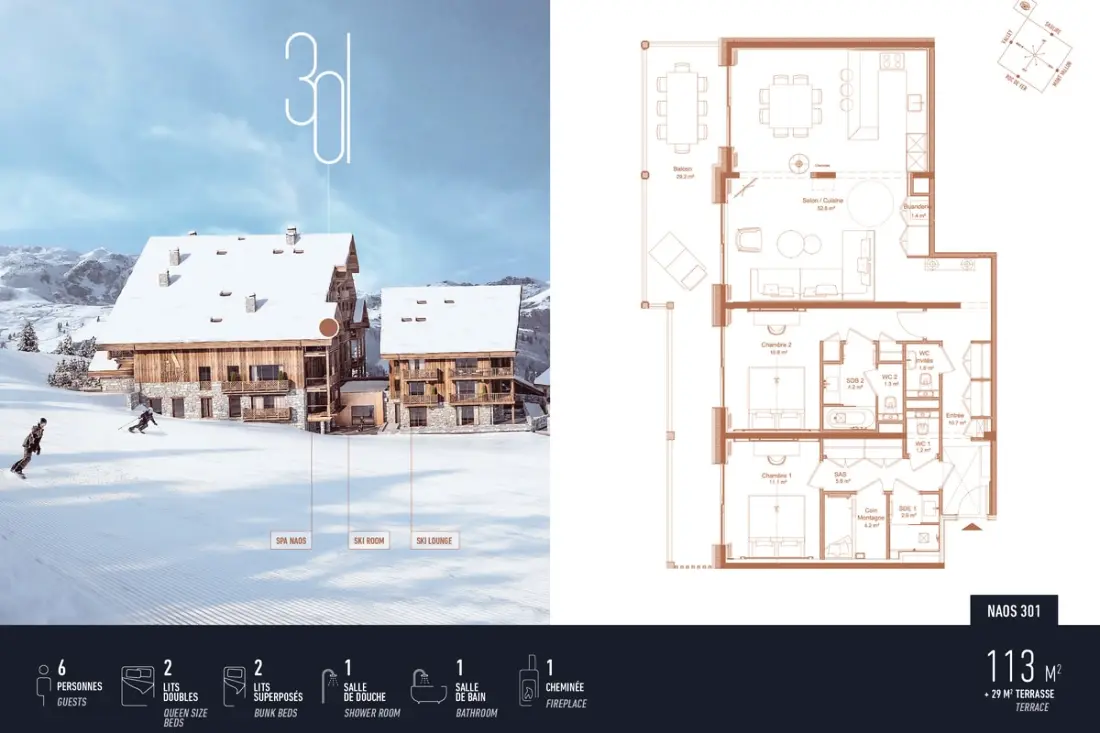 Antares Naos 301 - Luxury Apartment Ski In/ski Kimenet