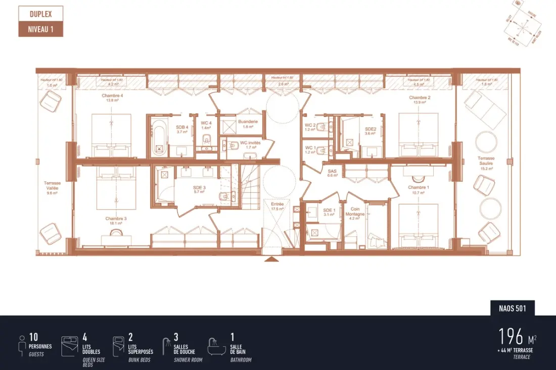 Antares Naos 501d - Sublime Penthouse De Luxe Ski In/ski Kimenet