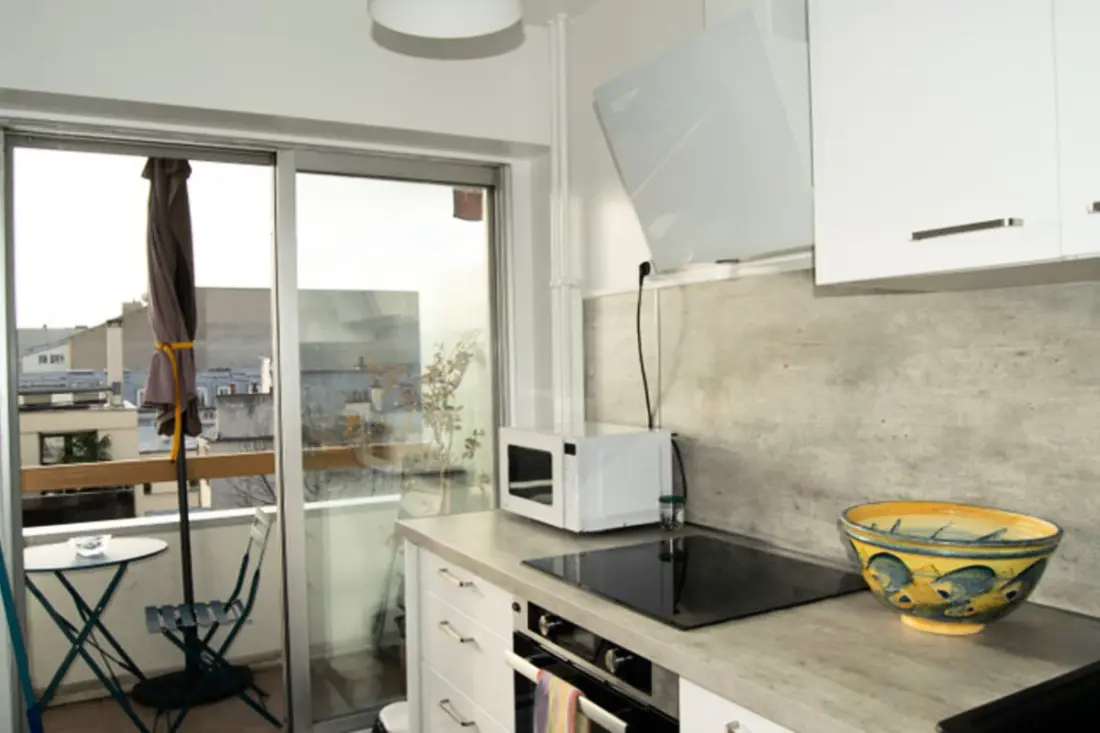 Rustig appartement dichtbij Du Marais, Balkon